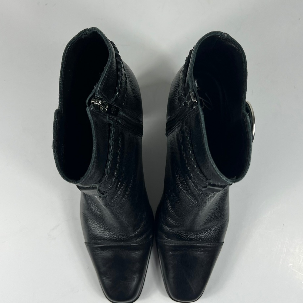 Brighton Rylee Ankle Boots Leather Silver Concho Square Toe Black Womens 7 M - Picture 9 of 11